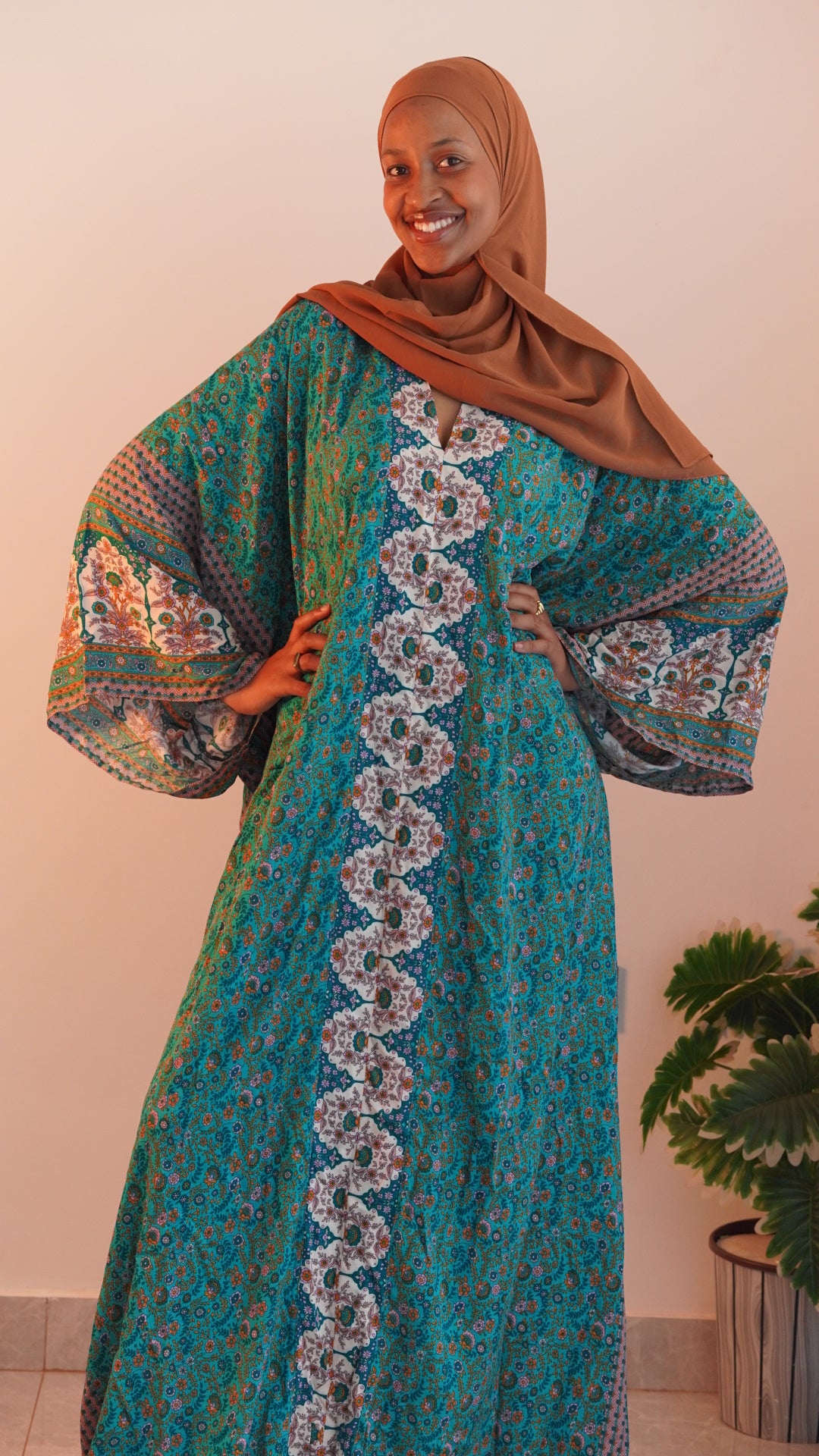 Blue green butterfly dress
