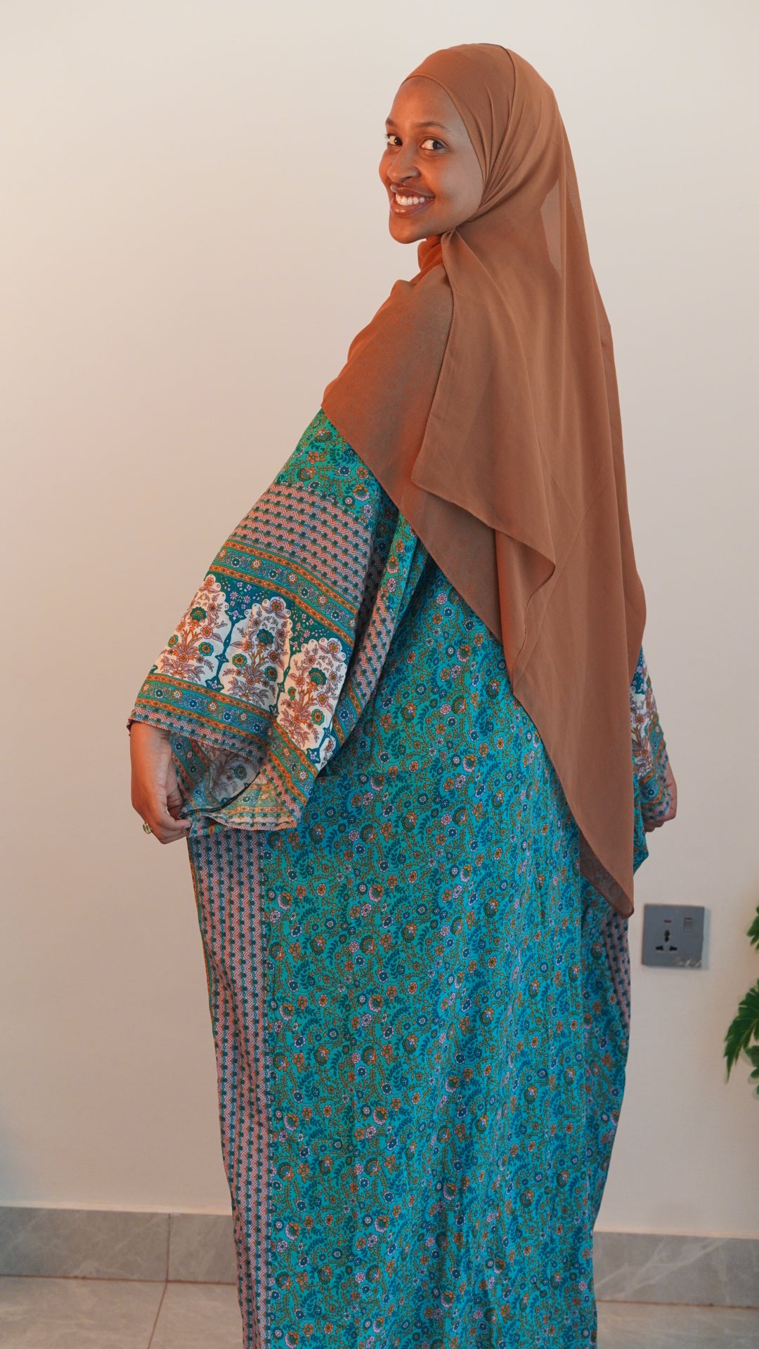 Blue green butterfly dress