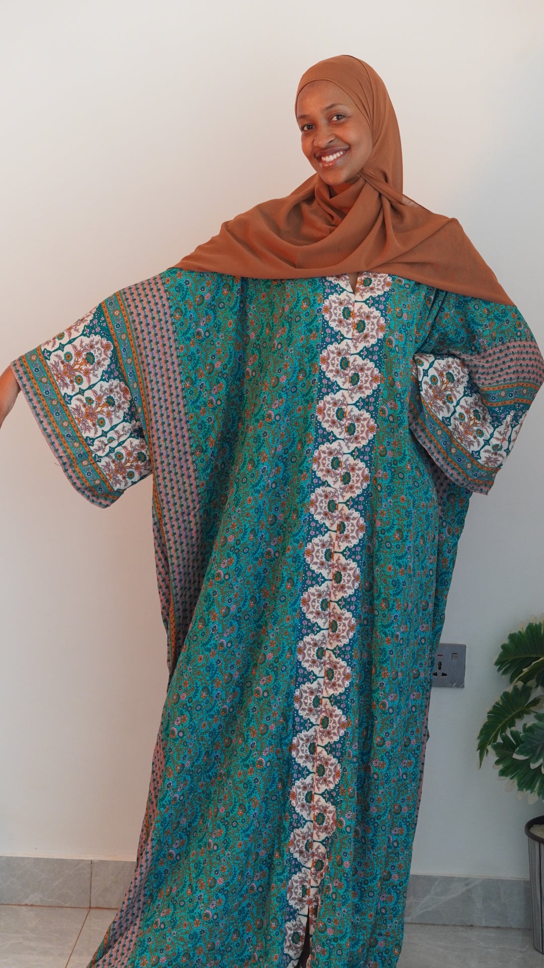 Blue green butterfly dress