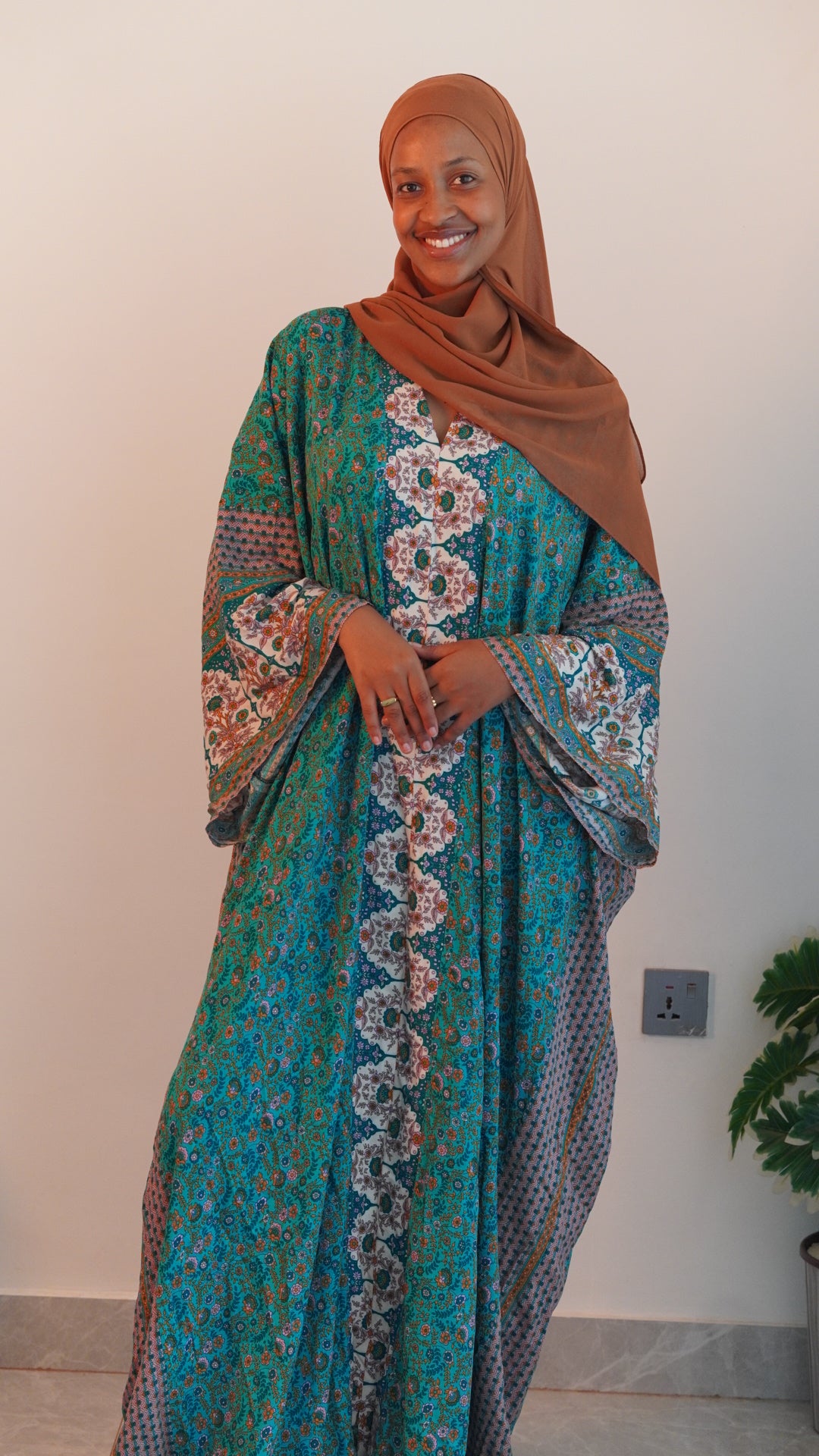 Blue green butterfly dress
