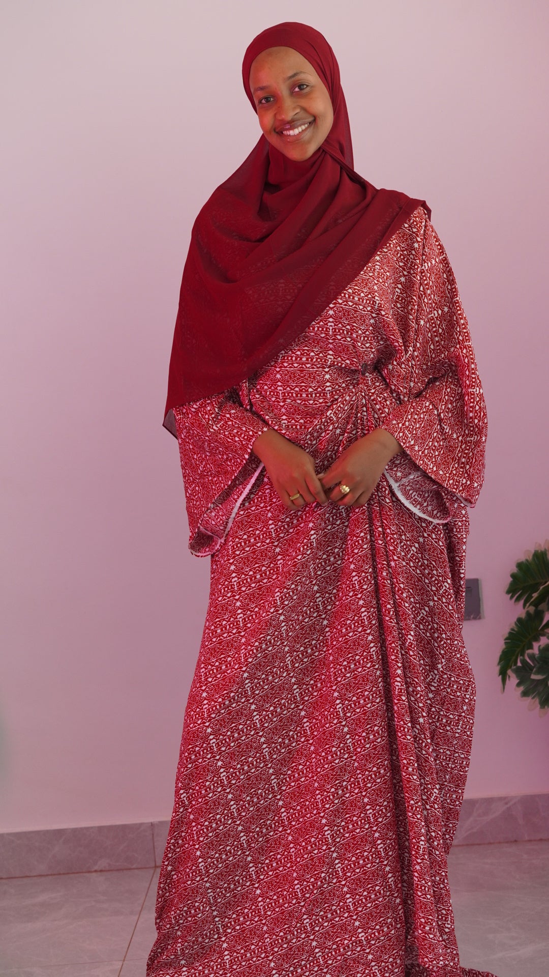Red classy abaya