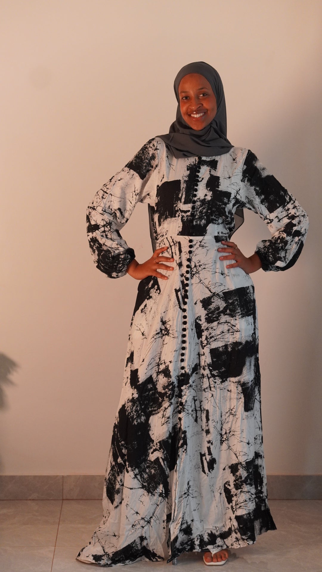 Black script dress