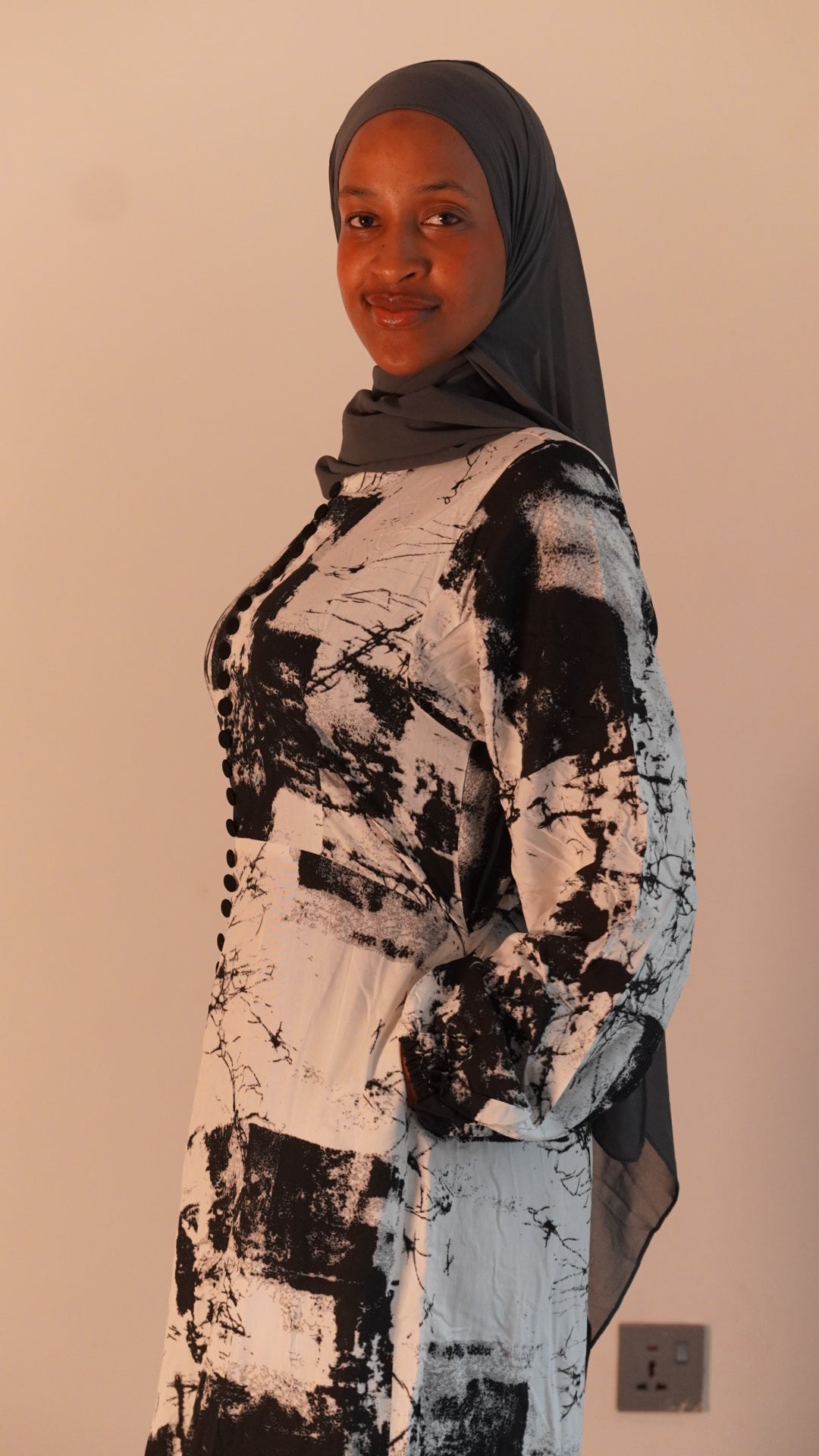 Black script dress